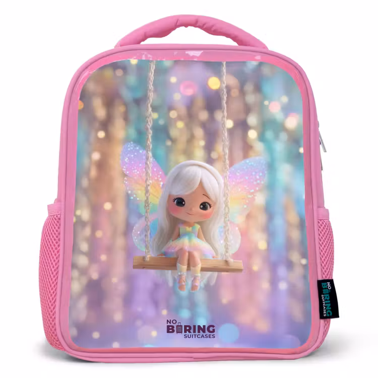 Kids backpack with name - Pink - Fairy - Elf - Rainbow — 1