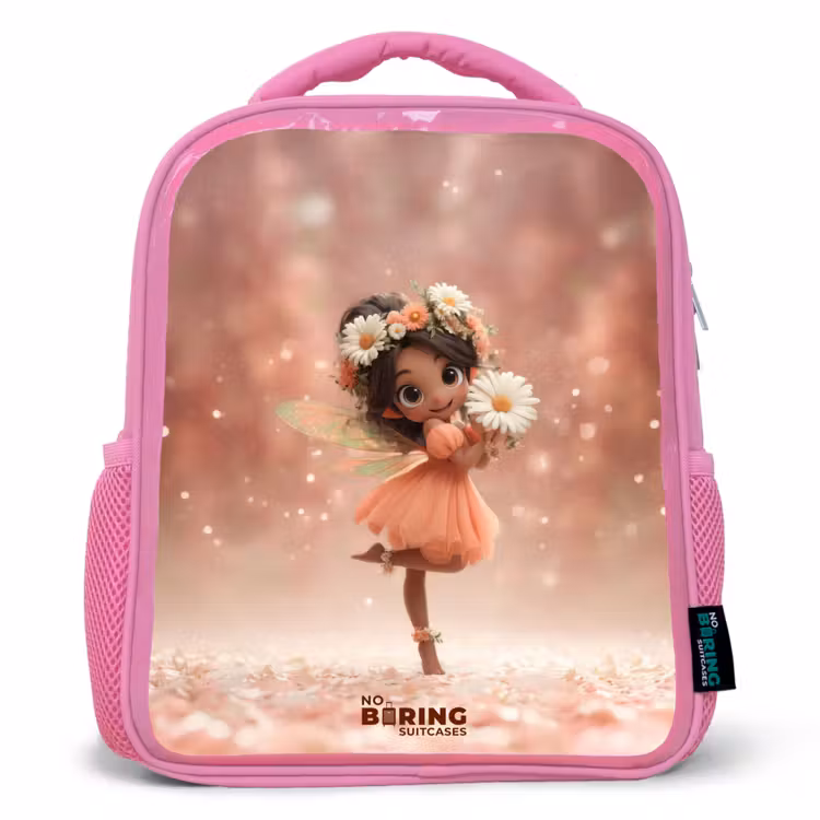 Kids backpack with name - Pink - Fairy with daisies — 1