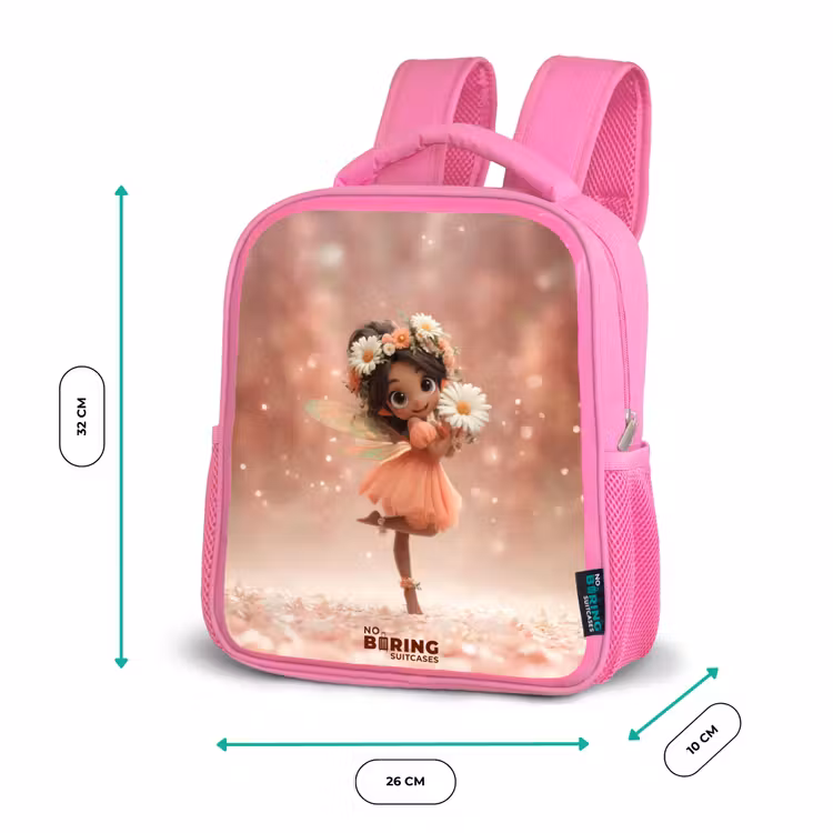 Kids backpack with name - Pink - Fairy with daisies — 3