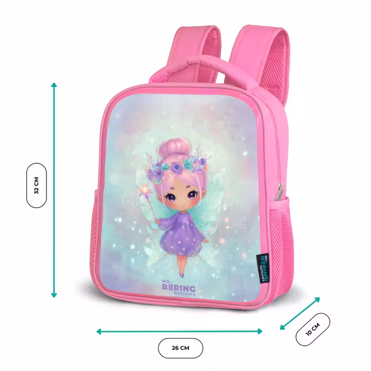 Kids backpack with name - Pink - Flower fairy in pastel shine — 3