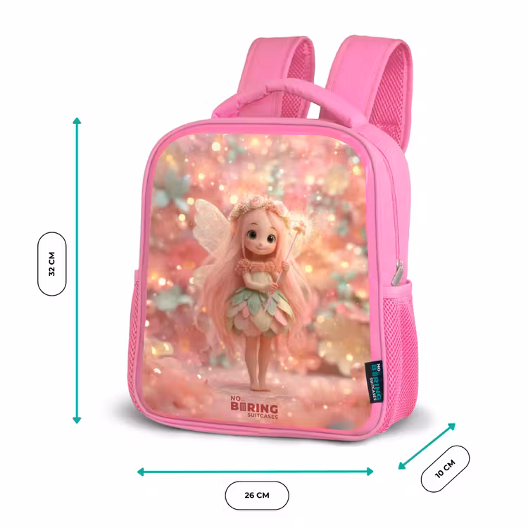Kids backpack with name - Pink - Flower fairy in pink fairy world — 3