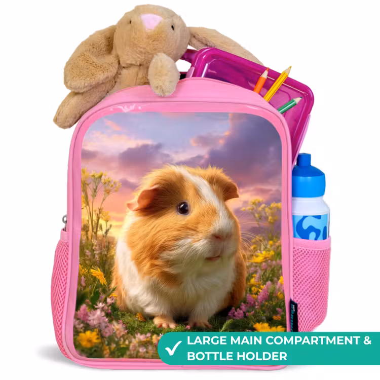Kids backpack with name - Pink - Guinea pig - Nature - Animal — 2