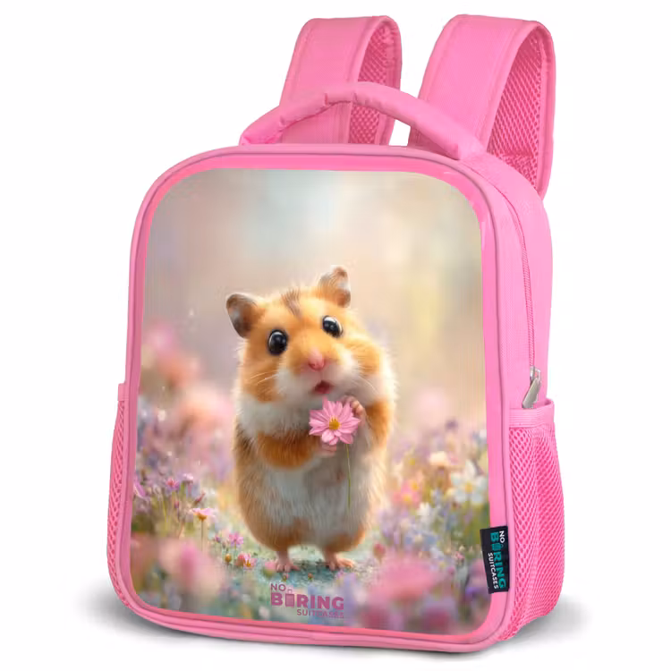 Kids backpack with name - Pink - Hamster - Flower - Nature - Animal — 4