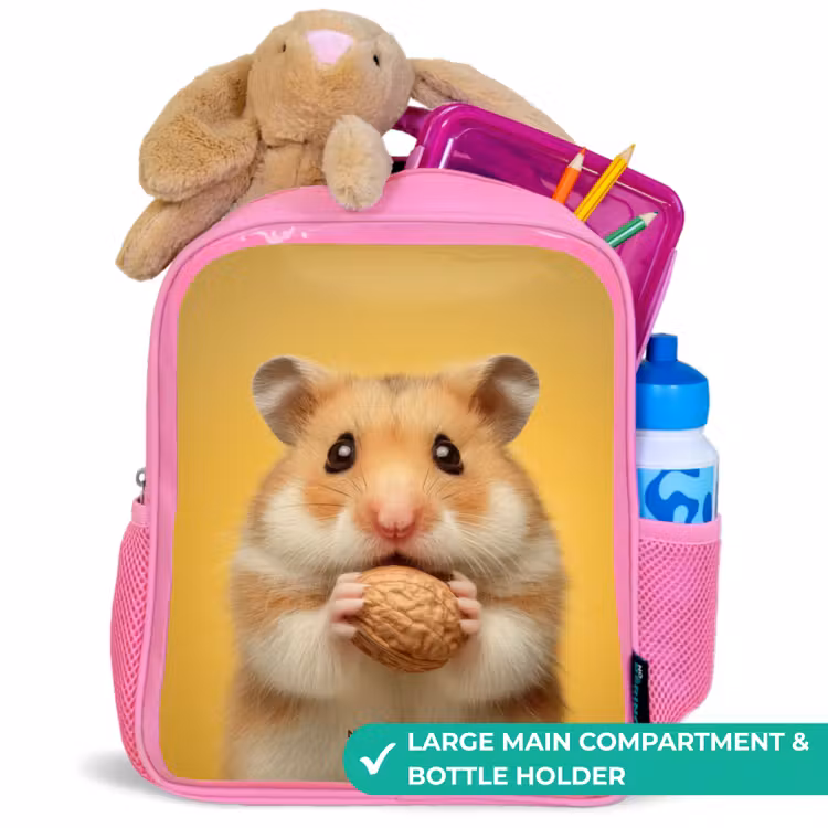 Kids backpack with name - Pink - Hamster - Walnut - Animal — 2