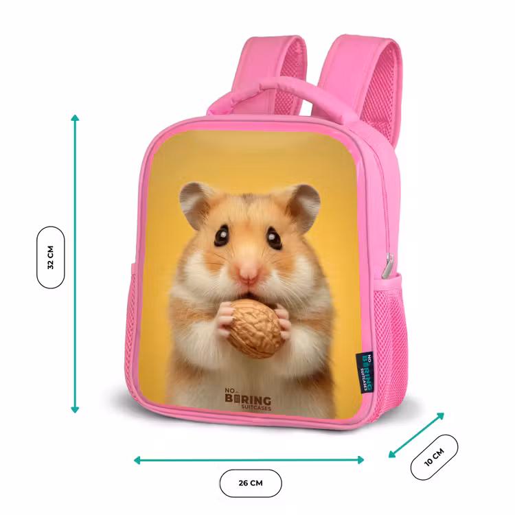 Kids backpack with name - Pink - Hamster - Walnut - Animal — 3