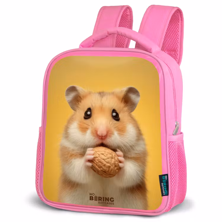 Kids backpack with name - Pink - Hamster - Walnut - Animal — 4