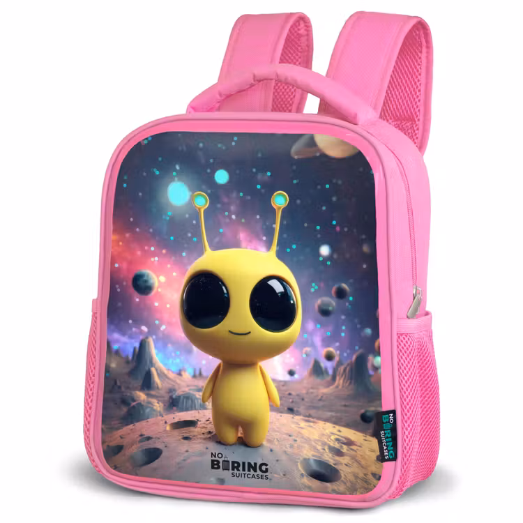Kids backpack with name - Pink - Merry alien creature — 4