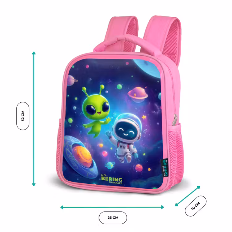 Kids backpack with name - Pink - Merry Meeting in Space — 3