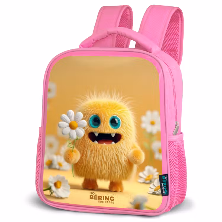 Kids backpack with name - Pink - Monster - Creature - Flower - Yellow — 4