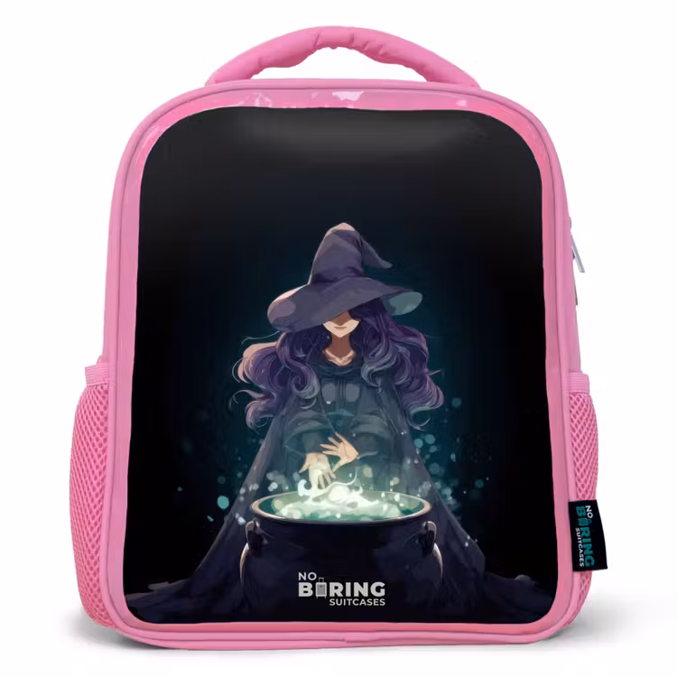 Kids backpack with name - Pink - Witch - Cauldron - Magic — 1