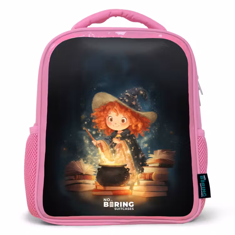Kids backpack with name - Pink - Witch with Sparkling Magic Potion — 1