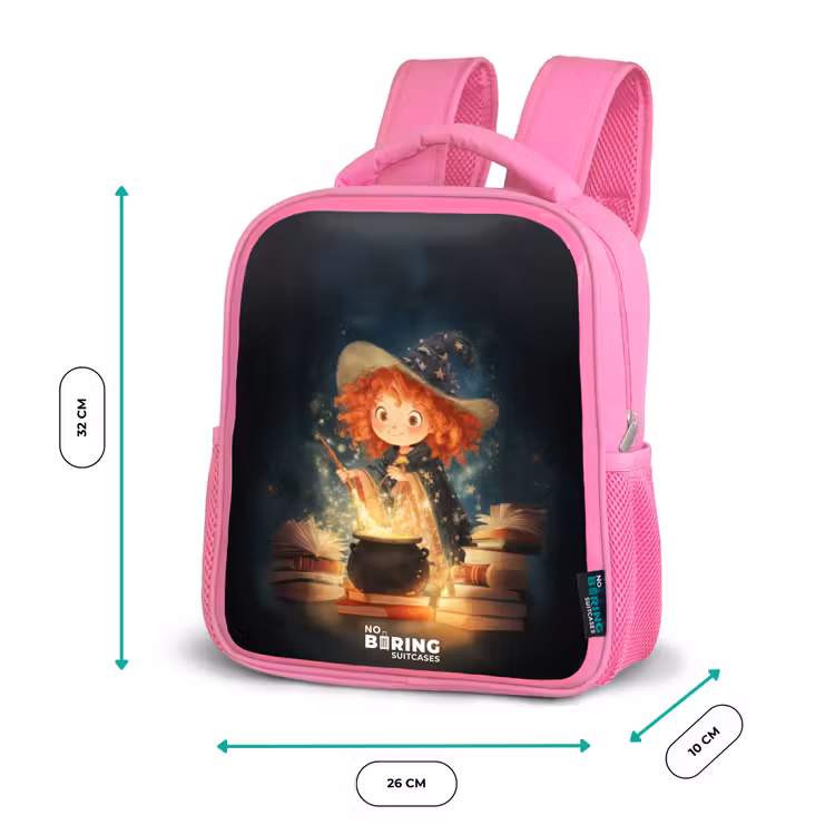 Kids backpack with name - Pink - Witch with Sparkling Magic Potion — 3