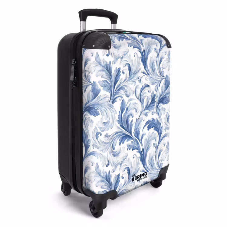 Suitcase - Baroque leaves pattern blue — 2