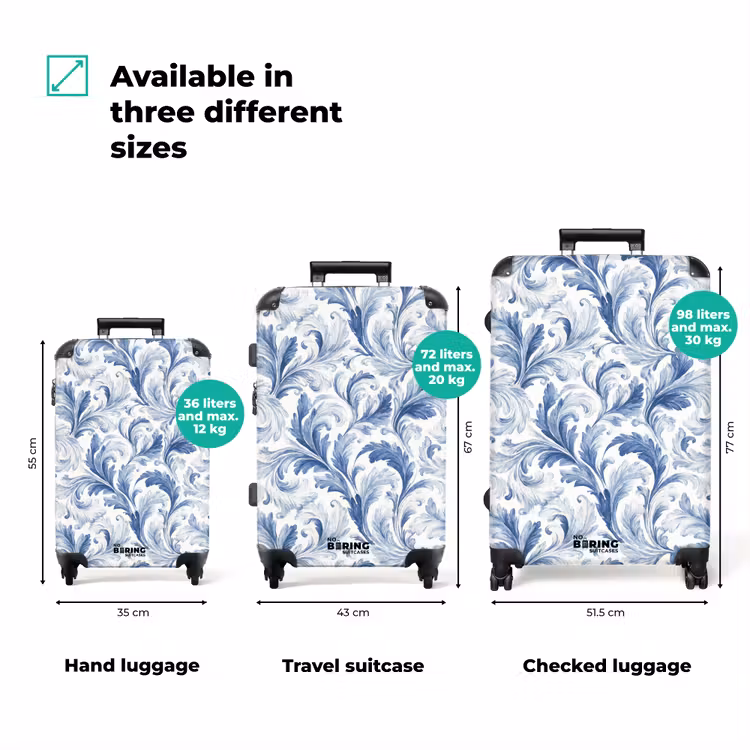 Suitcase - Baroque leaves pattern blue — 3