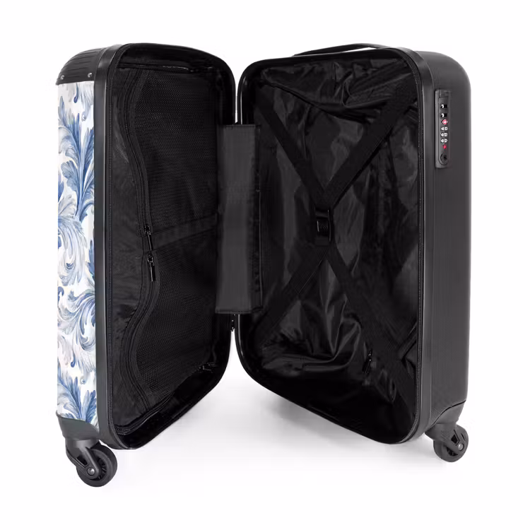 Suitcase - Baroque leaves pattern blue — 5