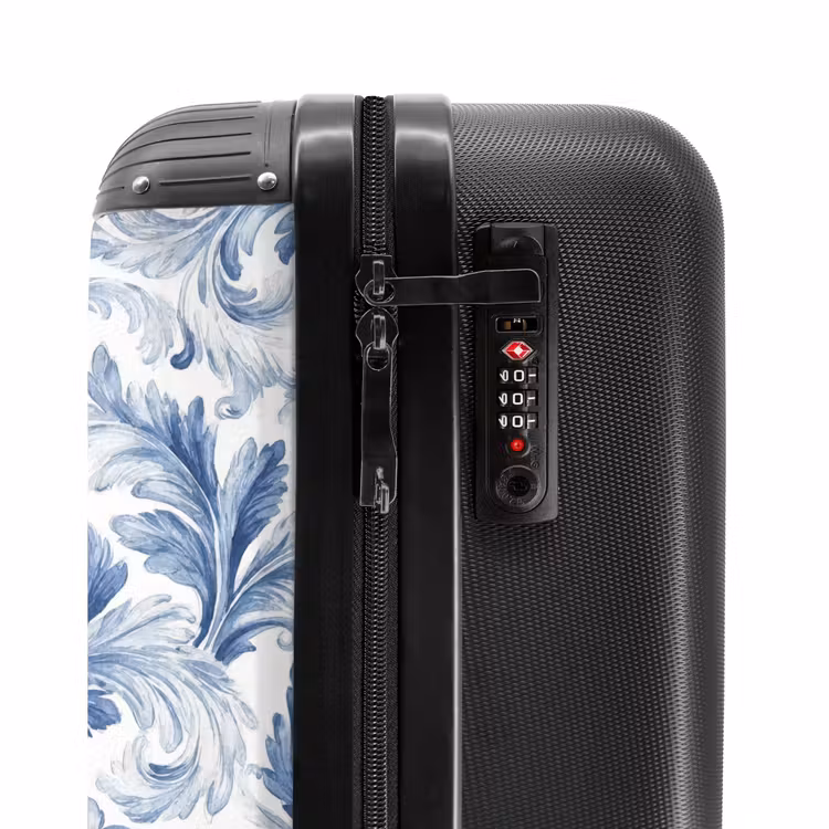 Suitcase - Baroque leaves pattern blue — 6