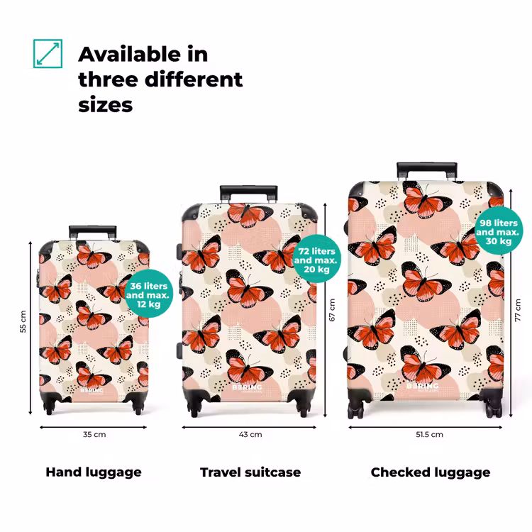 Suitcase - Butterflies - Retro - Colorful — 1
