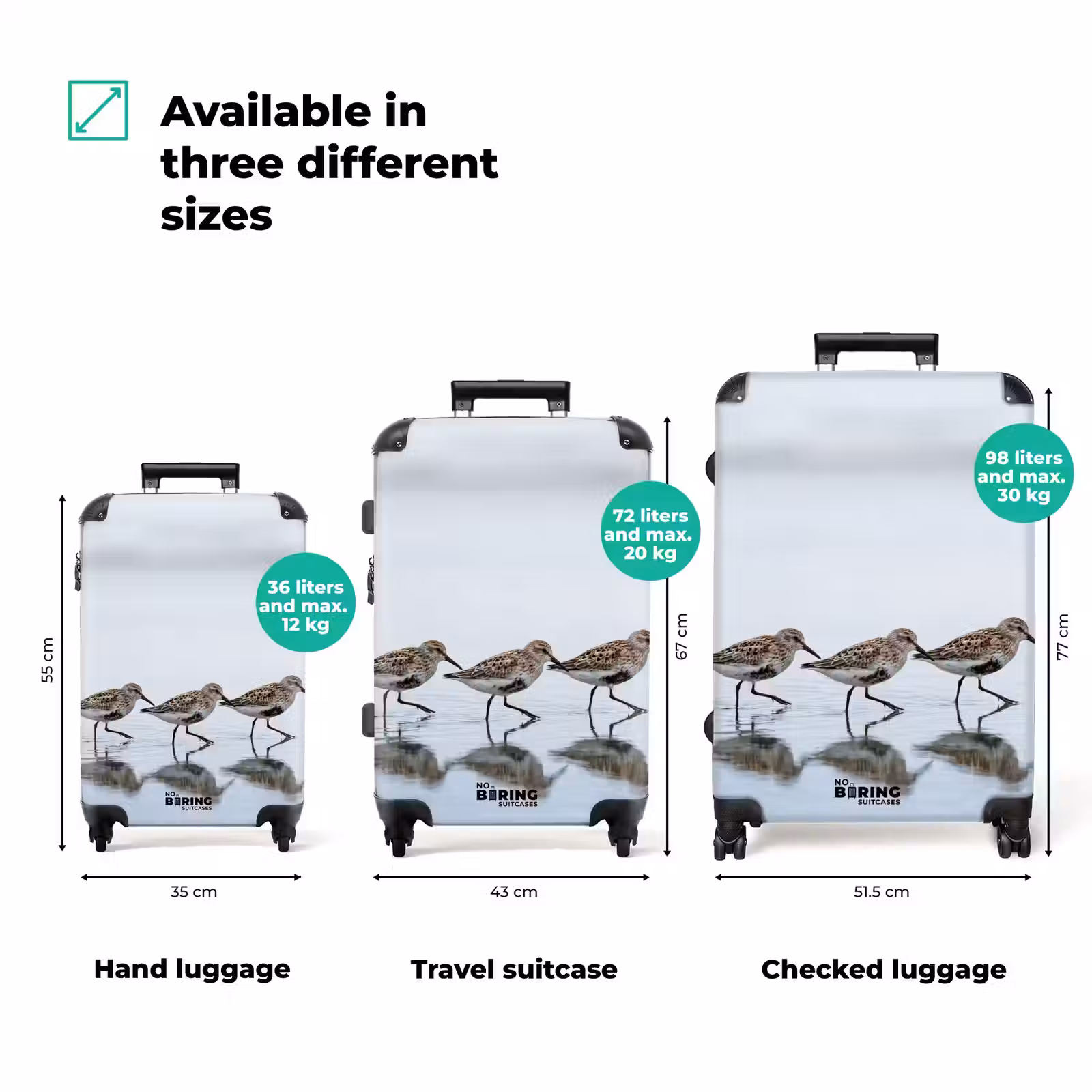 Suitcase - Birds - Water - Gray — 1