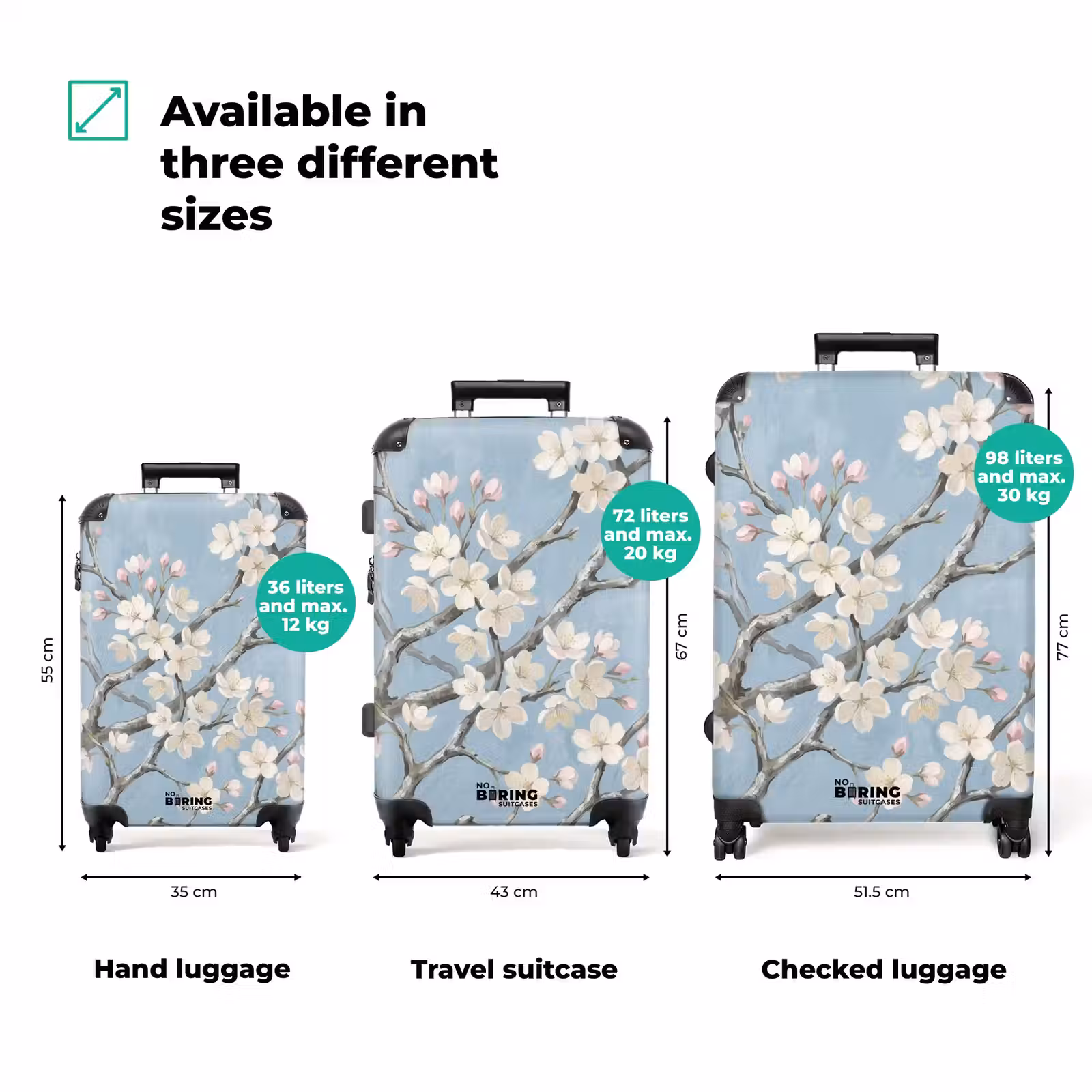 Suitcase - Branches - Cherry Blossoms - Blue — 1