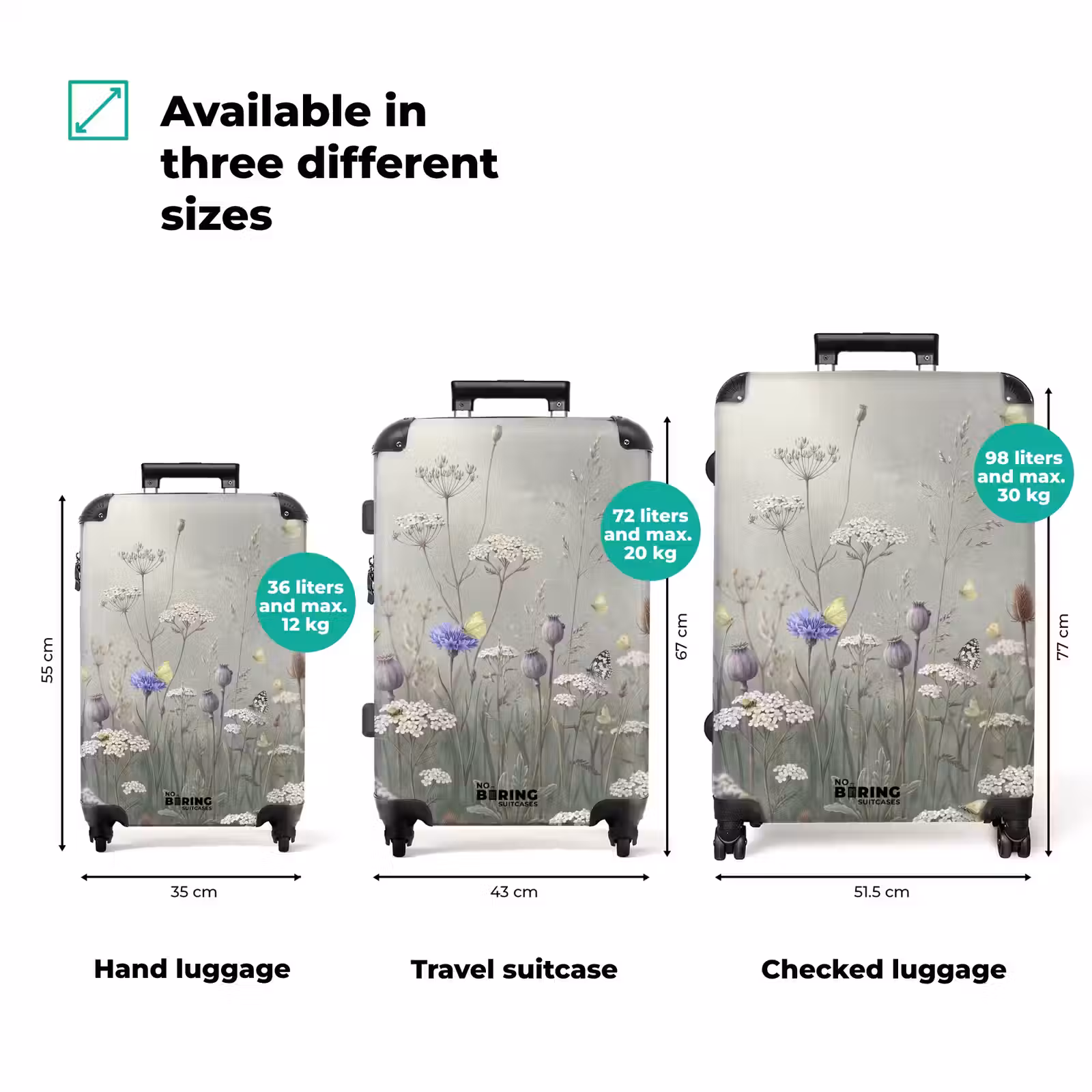 Suitcase - Butterflies - Wildflowers - Illustration - Colorful — 1