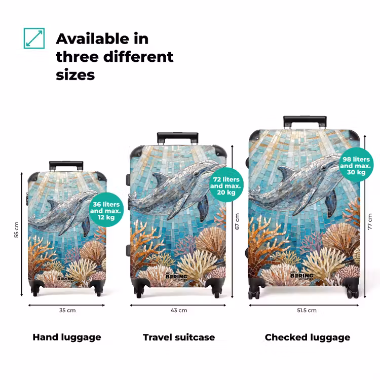 Suitcase - Animals - Mosaic - Ocean - Coral - Blue — 3
