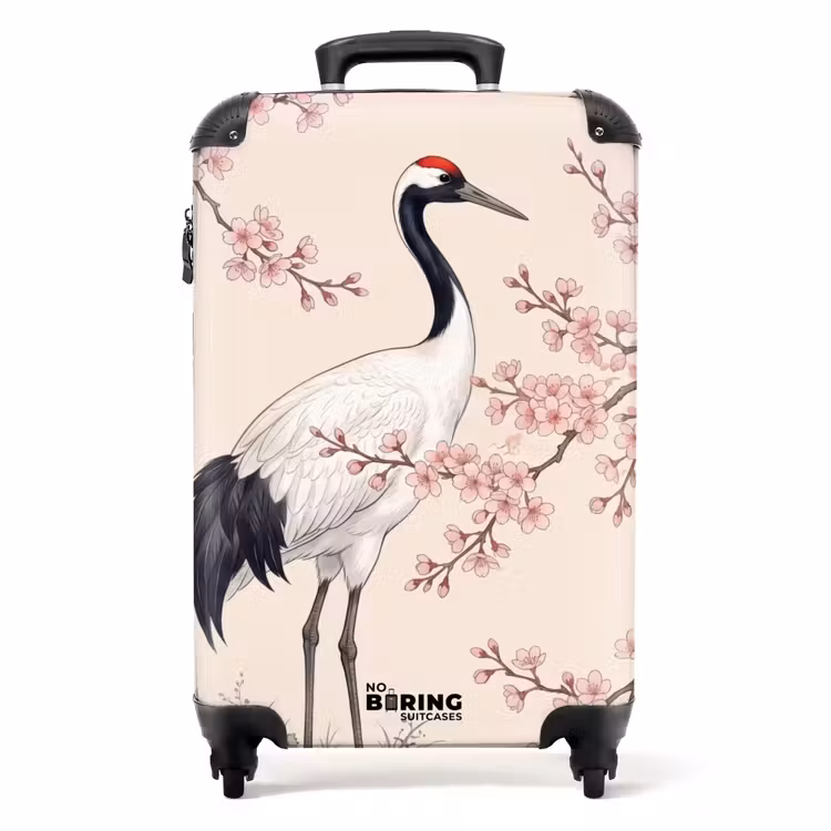 Suitcase - Asian - Crane - Beige — 1