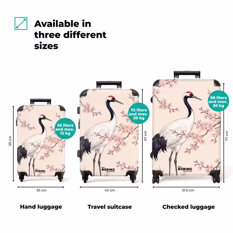Suitcase - Asian - Crane - Beige — 3