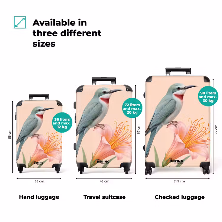 Suitcase - Bird - Flower - Nature - Pink — 1