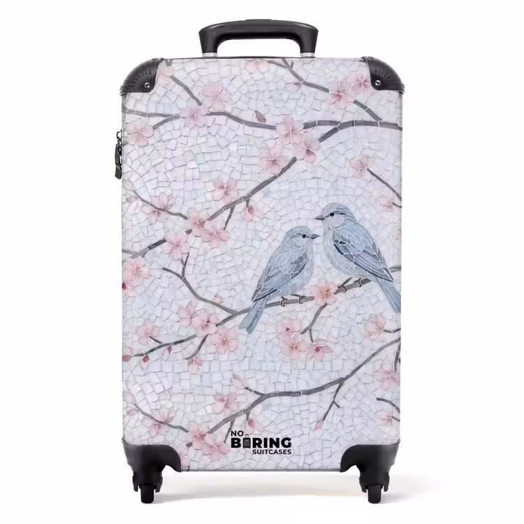 Suitcase - Bird - Flowers - Nature - Mosaic - Pink — 1