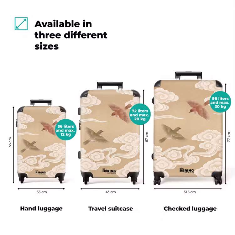 Suitcase - Birds - Flying - Beige — 3