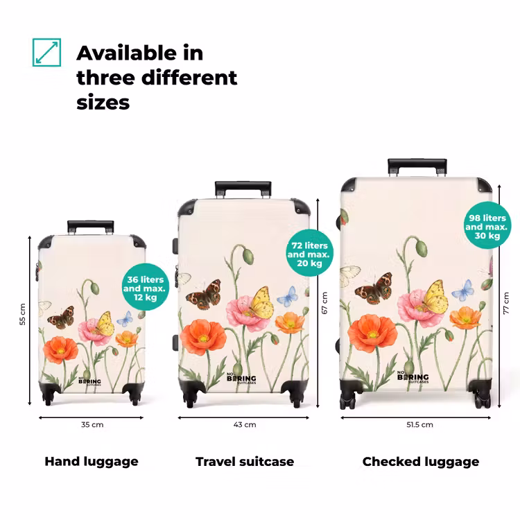 Suitcase - Butterflies - Poppies - Illustration - Colorful — 1