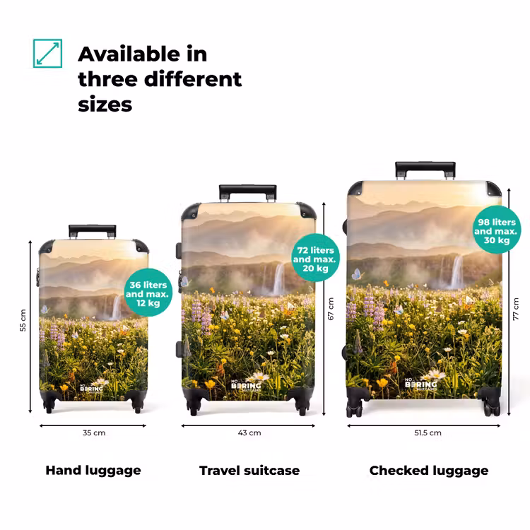 Suitcase - Butterflies - Waterfall - Field of Flowers — 1