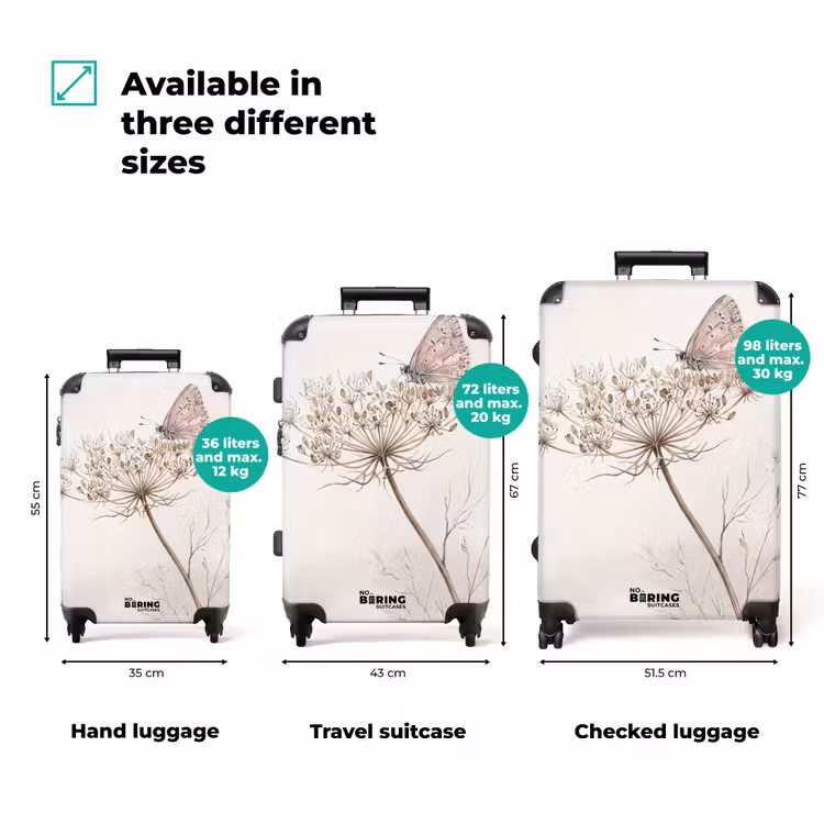 Suitcase - Butterfly - Flower - Nature - Beige — 1