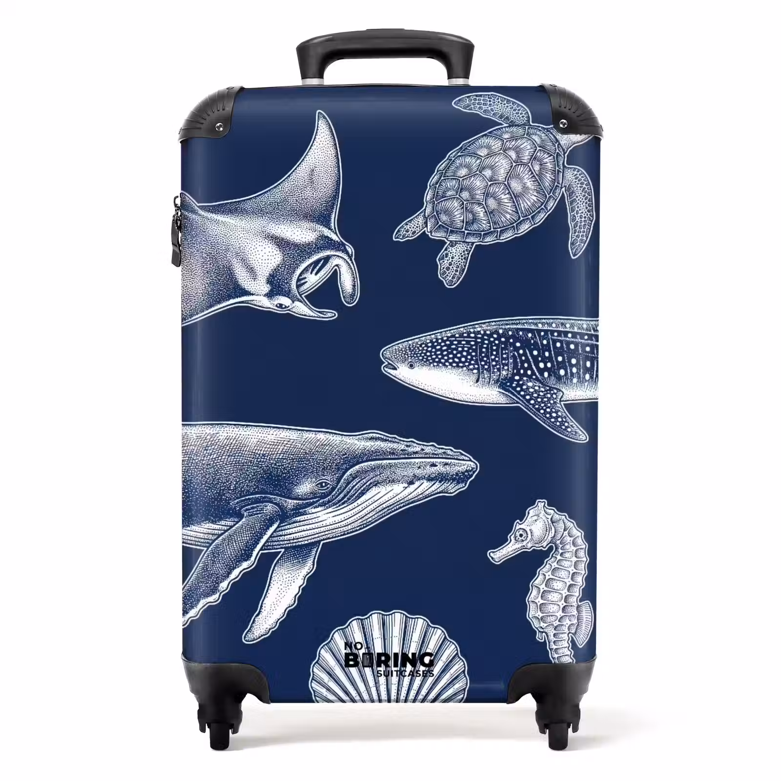 Suitcase - Animals - Marine Life - Ocean - Engraving - Blue — 1