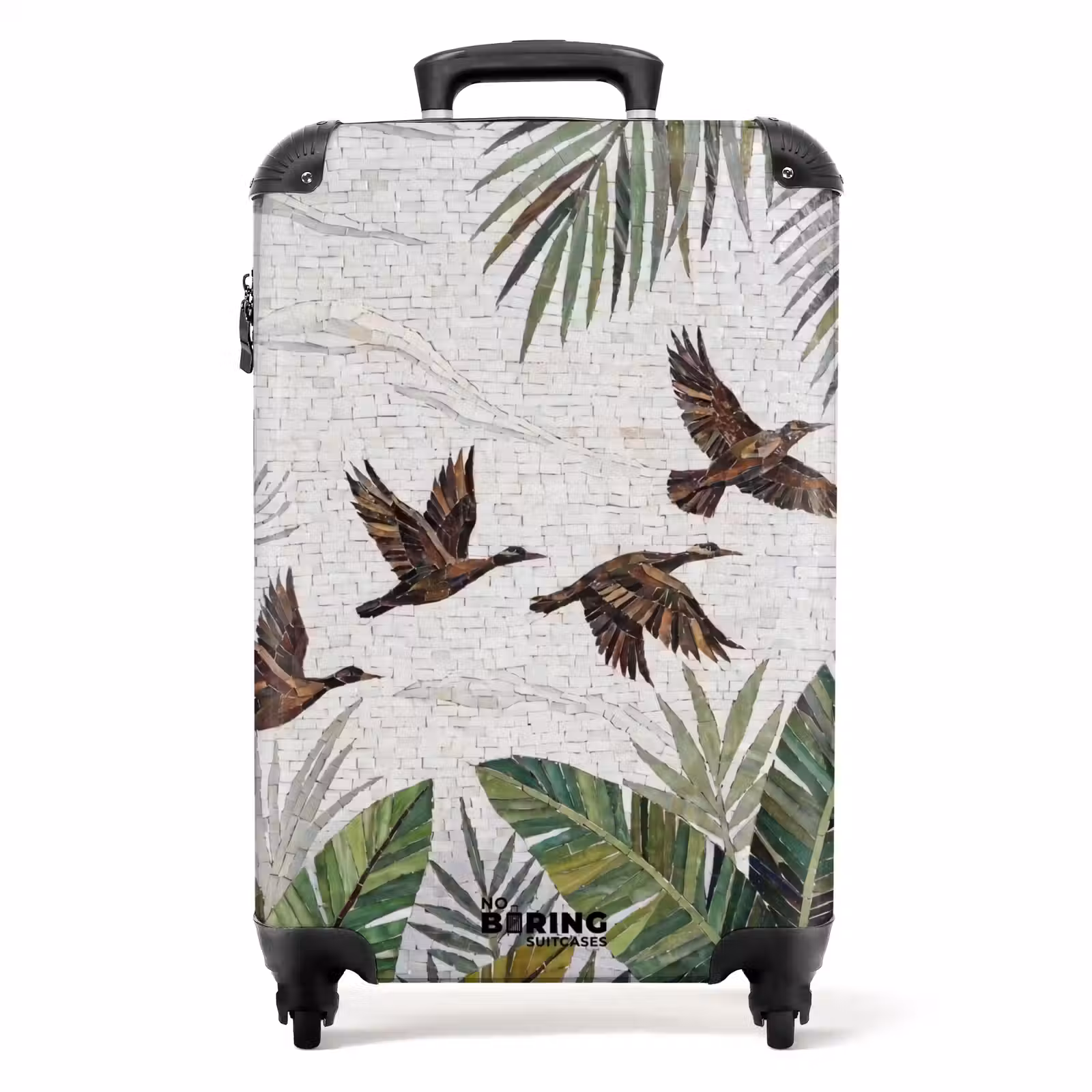 Suitcase - Bird - Flying - Tropical - Mosaic - Green — 1