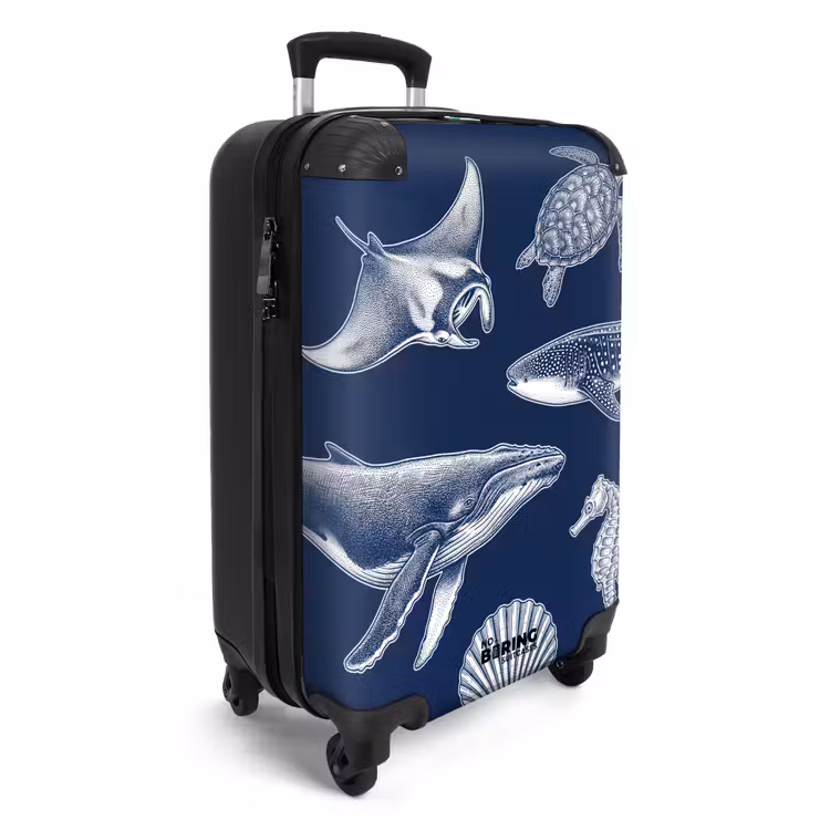 Suitcase - Animals - Marine Life - Ocean - Engraving - Blue — 2