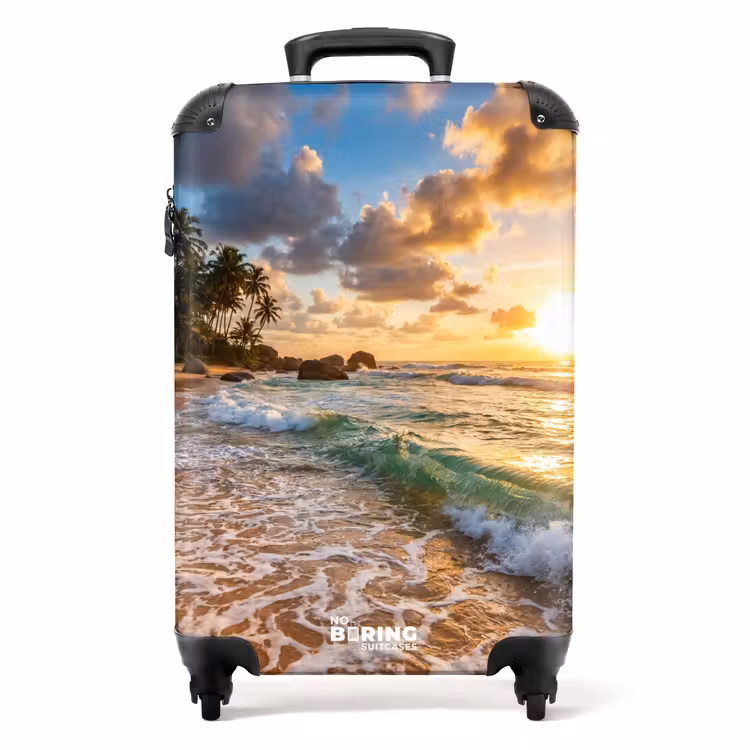 Suitcase - Beach - Sunset - Waves - Nature - Gold — 1