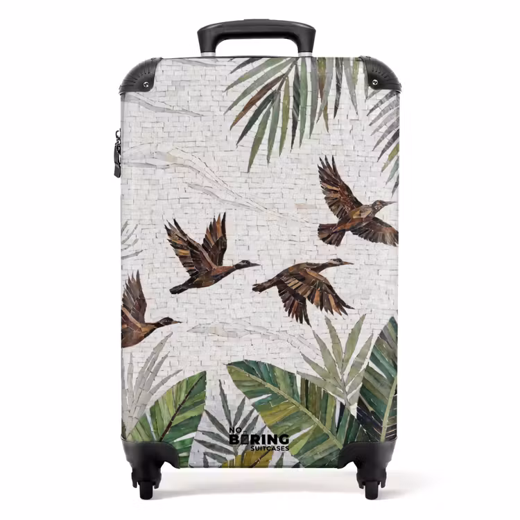 Suitcase - Bird - Flying - Tropical - Mosaic - Green — 1