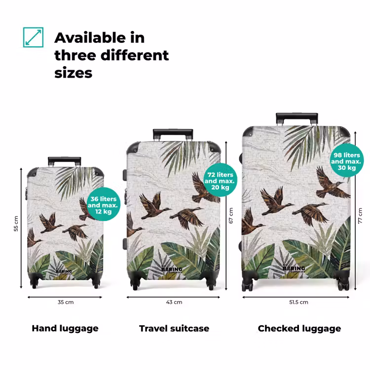 Suitcase - Bird - Flying - Tropical - Mosaic - Green — 3