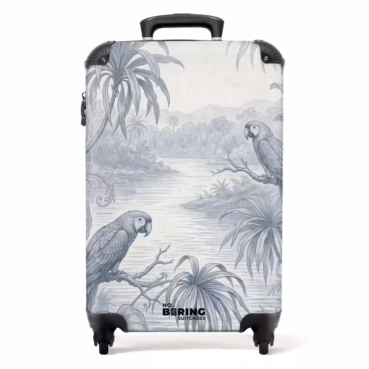Suitcase - Bird - River - Tropical - Illustration - Blue — 1