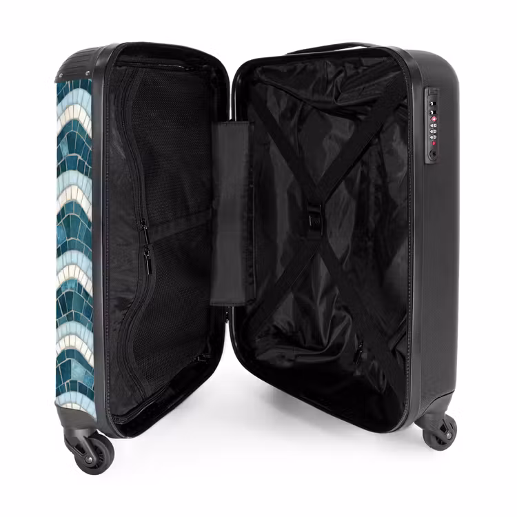 Suitcase - Blue - White - Mosaic - Wavy — 5