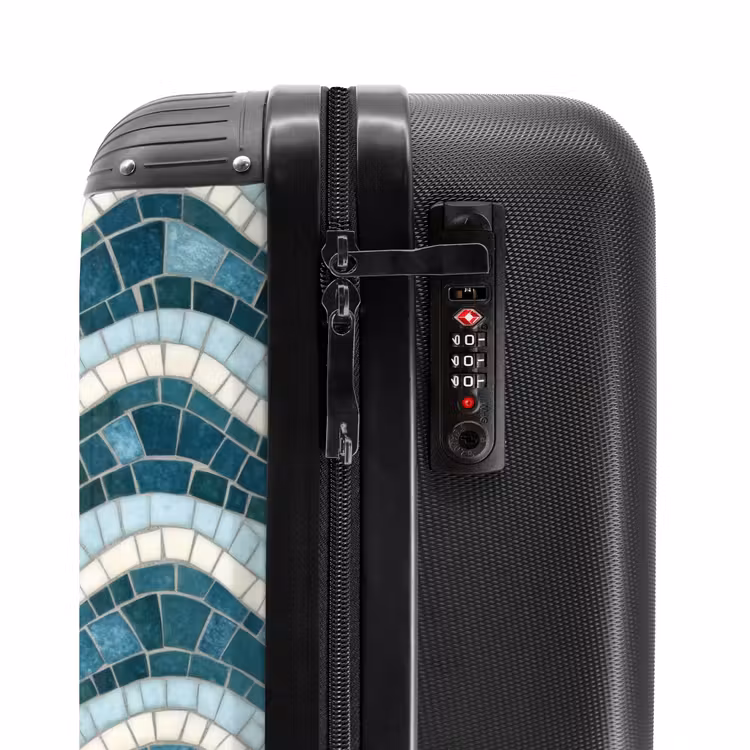Suitcase - Blue - White - Mosaic - Wavy — 6