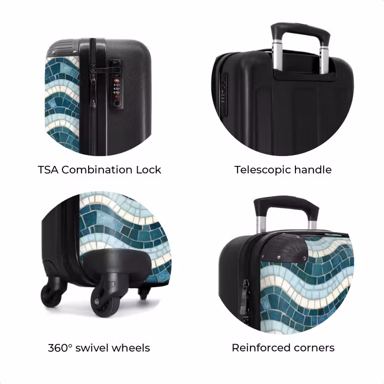 Suitcase - Blue - White - Mosaic - Wavy — 8