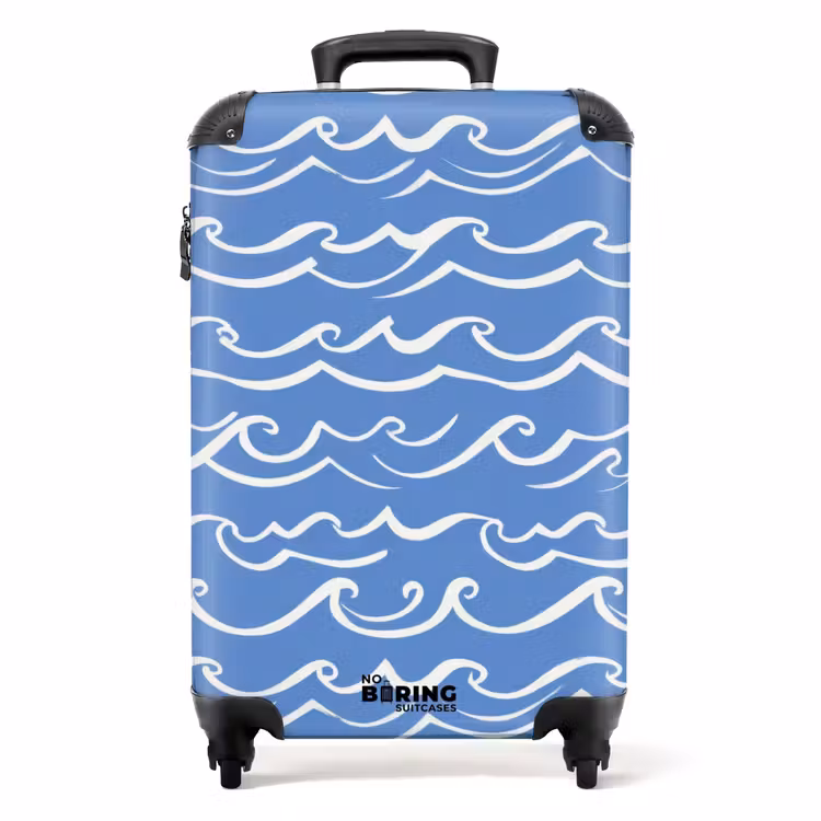 Suitcase - Blue - White - Simple - Drawn - Waves — 1