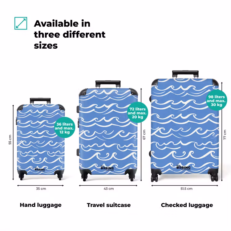 Suitcase - Blue - White - Simple - Drawn - Waves — 3