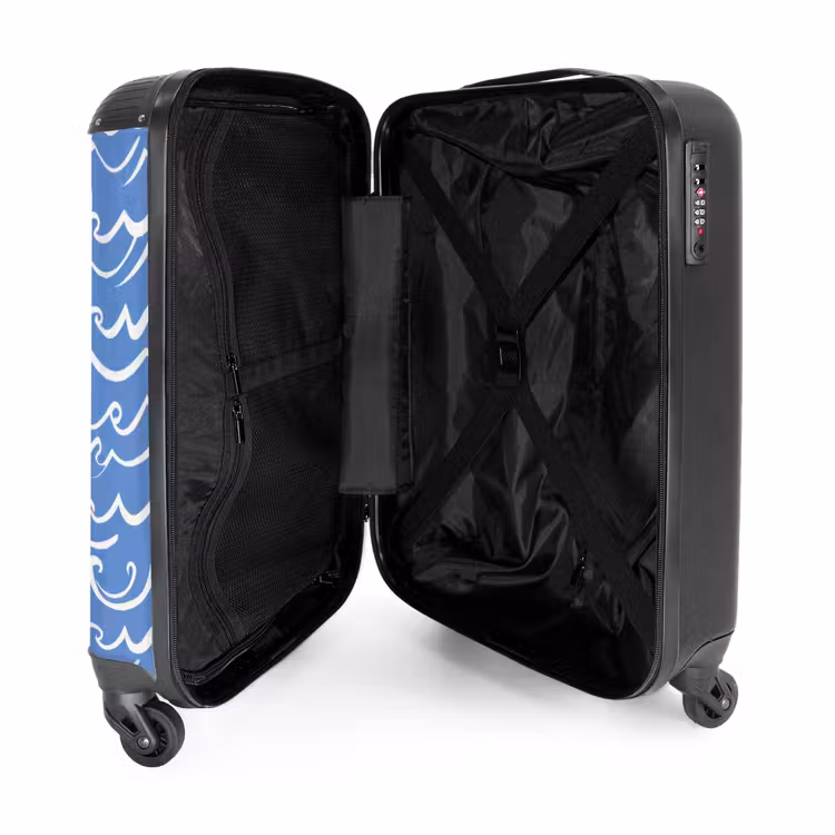Suitcase - Blue - White - Simple - Drawn - Waves — 5