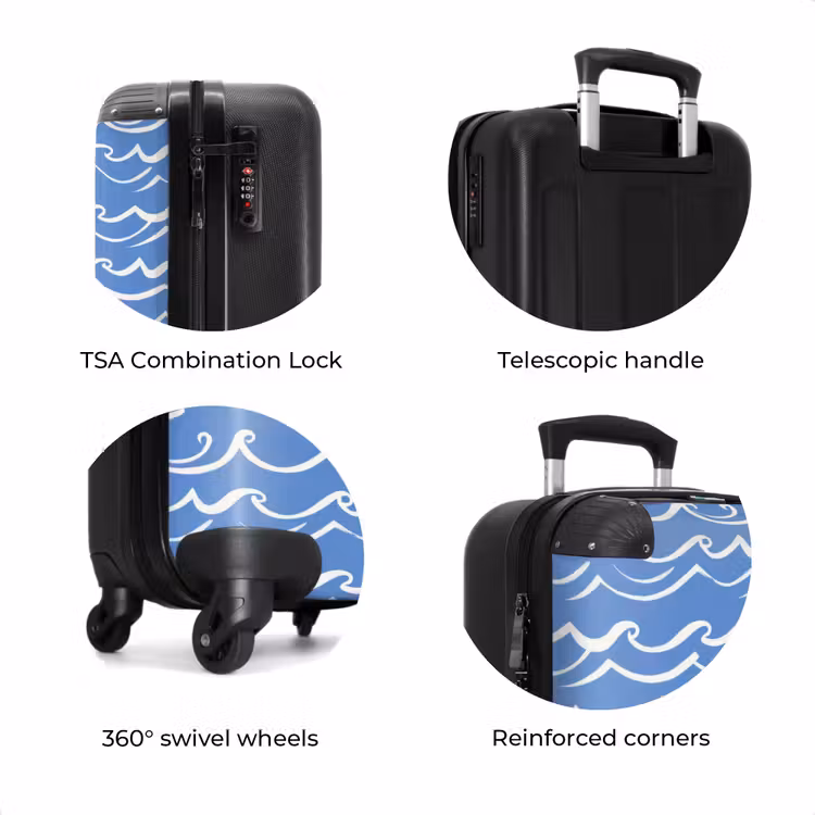 Suitcase - Blue - White - Simple - Drawn - Waves — 8