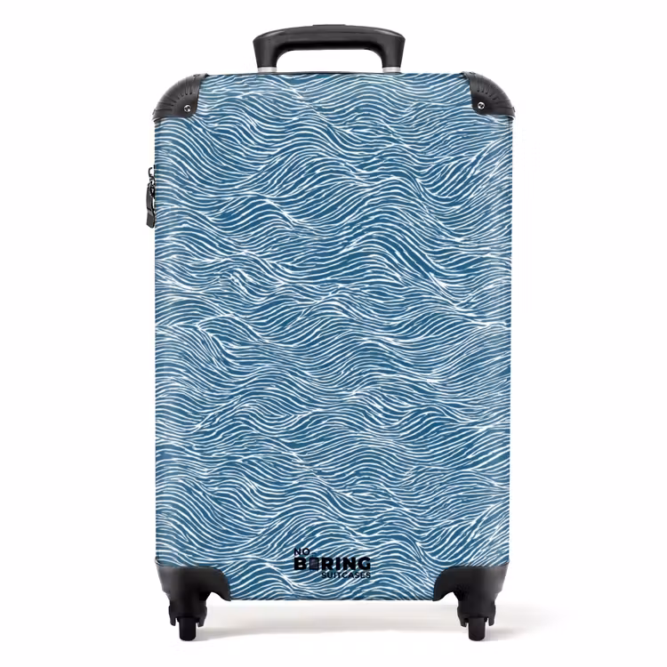 Suitcase - Blue - White - Waves - Patterned - Texture — 1