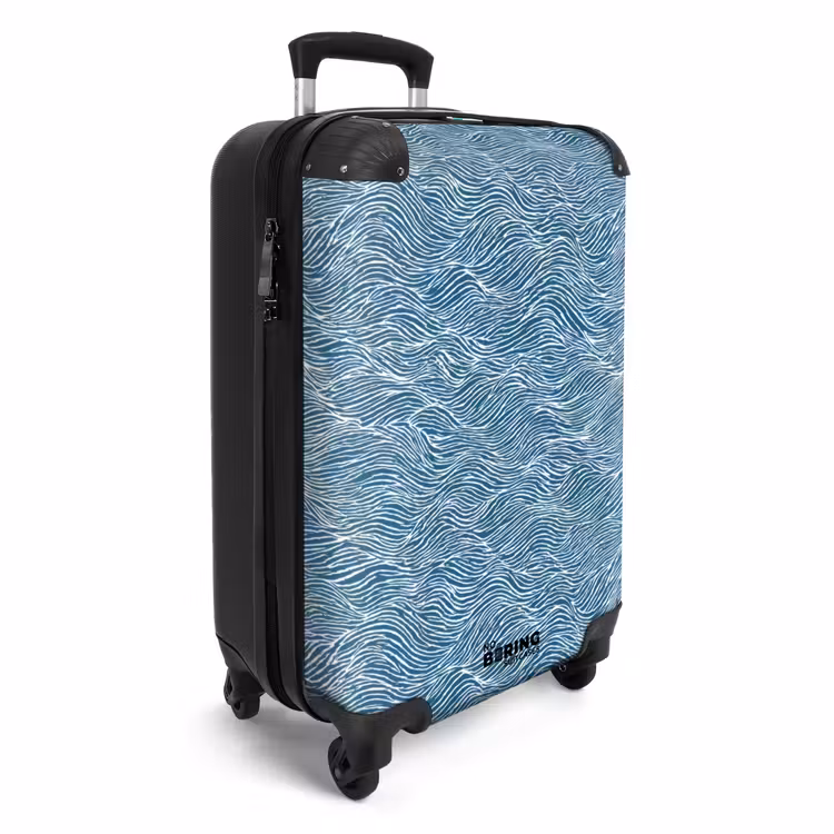 Suitcase - Blue - White - Waves - Patterned - Texture — 2