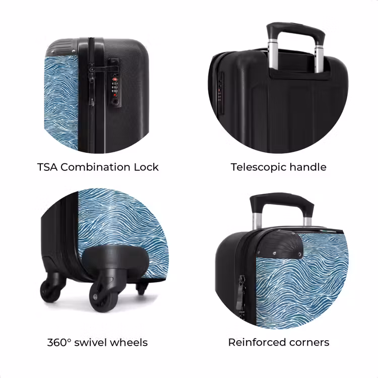 Suitcase - Blue - White - Waves - Patterned - Texture — 8